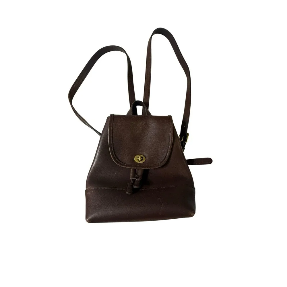 Coach 9960 Backpack Brown Leather Turnlock Vintage Women's Bags Used